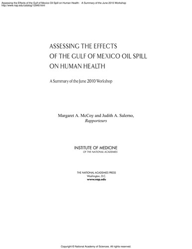 Assessing the Effects of the Gulf of Mexico Oil Spill on Human Health