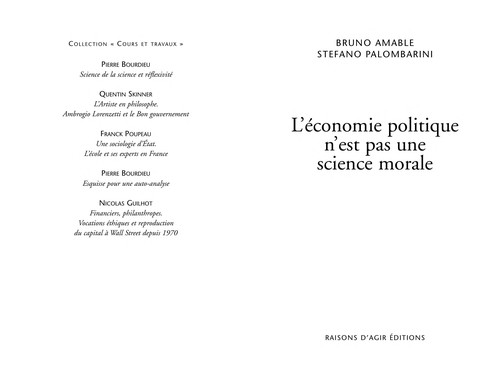 L'e conomie politique n'est pas une science morale