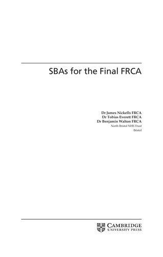 SBAs for the Final FRCA