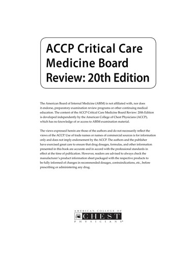 ACCP Critical Care Medicine Board Review