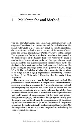 The Cambridge Companion to Malebranche