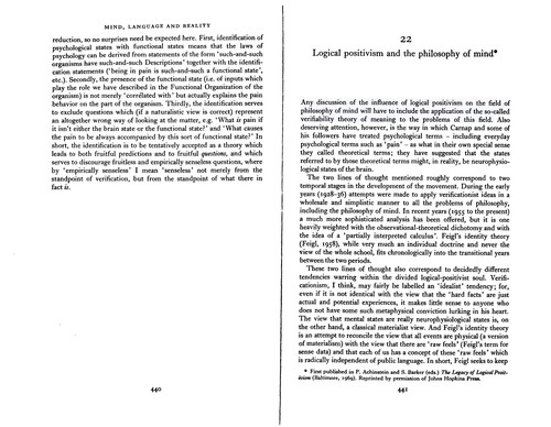 The Legacy of logical positivism