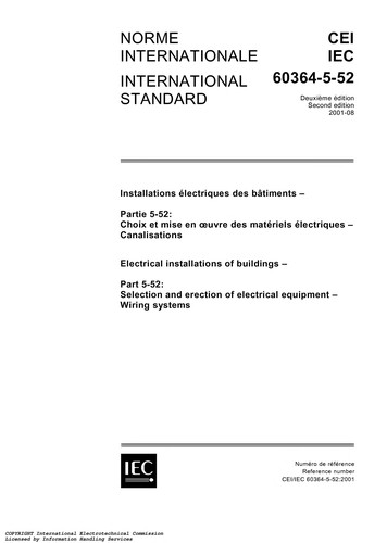 Electrical installations of buildings - part 5-52: selection and erection of electrical equipment - wiring systems