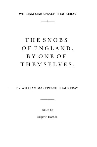 "The snobs of England" and "Punch's prize novelists"