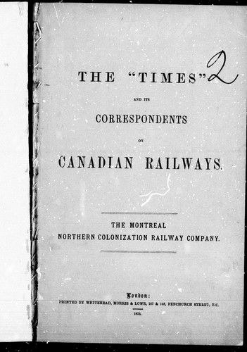 The "Times" and its correspondents on Canadian railways