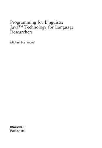 Programming for Linguists: Java Technology for Language Researchers