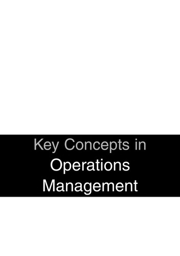 Key concepts in operations management