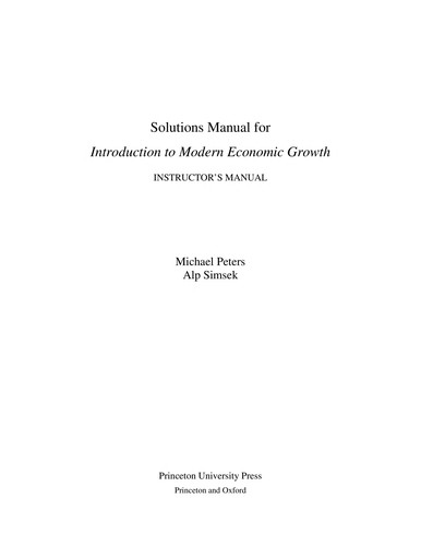 Solutions Manual for Introduction to Modern Economic Growth