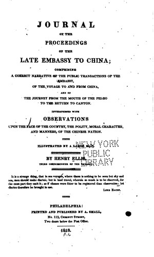 Journal of the Proceedings of the Late Embassy to China