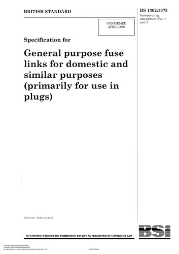Specification for general purpose fuse links for domestic and similar purposes (primarily for use in plugs)