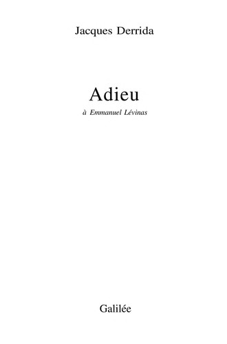 Adieu à Emmanuel Lévinas