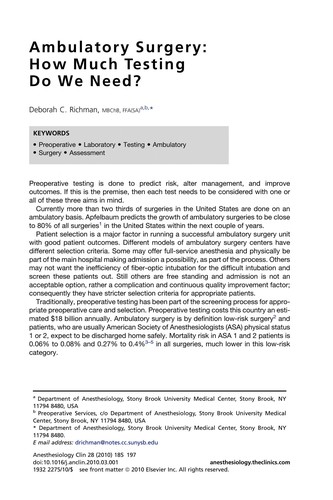 Ambulatory Anesthesia