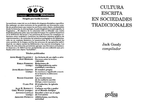 Cultura escrita en sociedades tradicionales