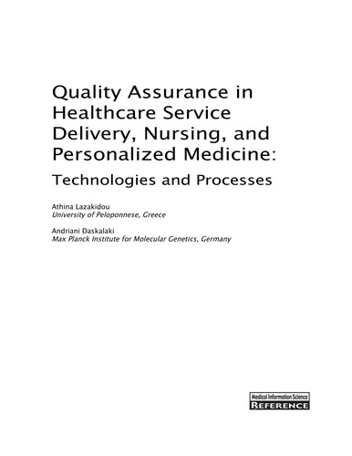 Quality assurance in healthcare service delivery, nursing, and personalized medicine