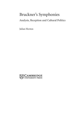 Bruckner's Symphonies: Analysis, Reception and Cultural Politics