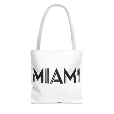 MIAMI Text Logo Tote Bag with Minimalist Geometric MIAMI Text for Minimalists & Urban Lifestyle Enthusiasts