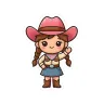 Kawaii Chibi Cowgirl Pink Hat Pigtails Kiss Cut Stickers