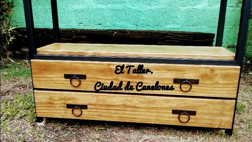 Mueble Biblioteca Hierro Con Cajones .