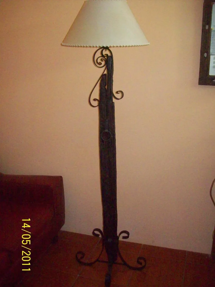 Lámpara Lectora Rústica Hierro Y Madera