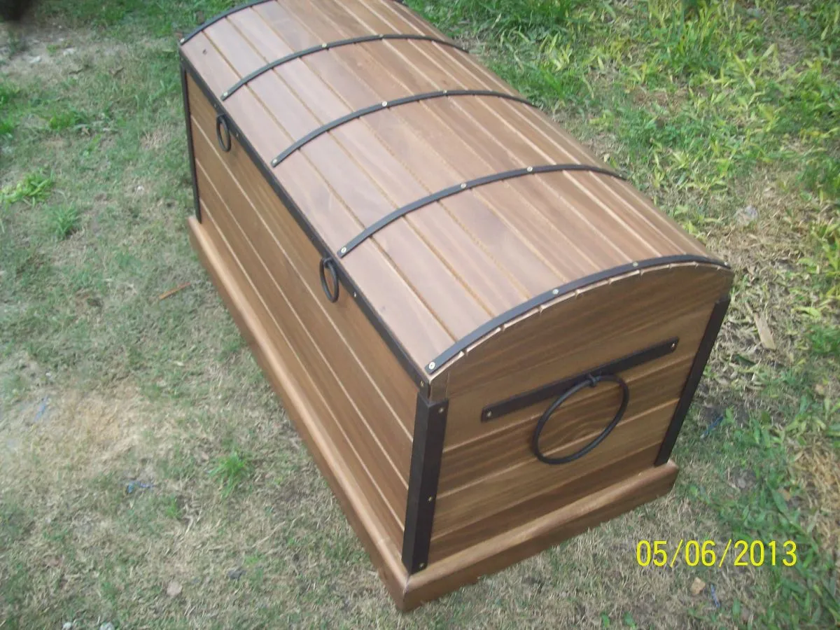 Baúl Arcón Rústico Madera Maciza Tapa Curva