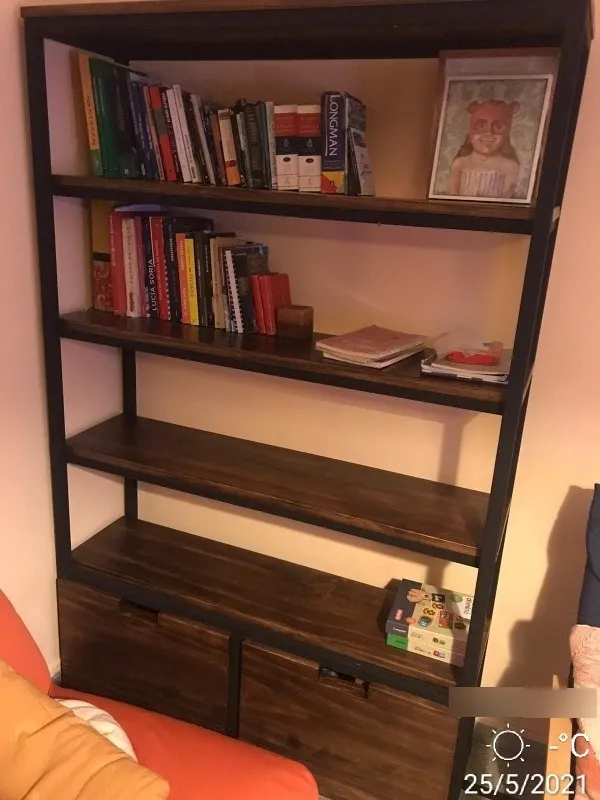 Biblioteca Hierro Con Cajones