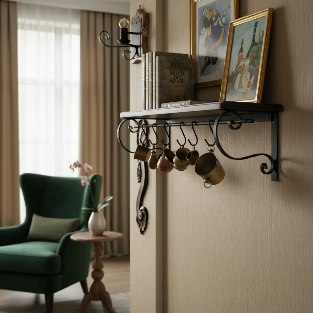 Ganchera Hierro Y Madera