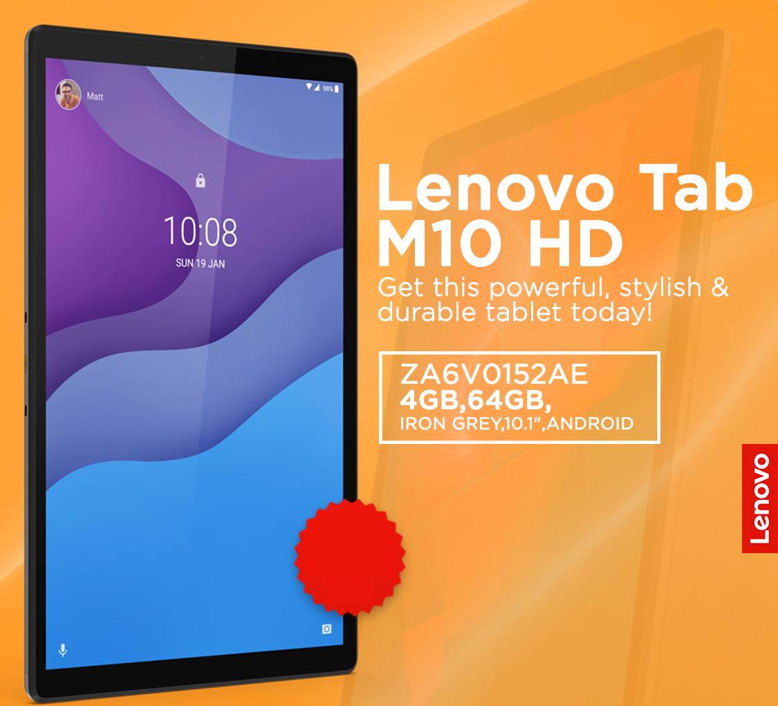 Lenovo Tab M10 HD (2nd Gen) 10.1-inch Tablet 4GB RAM 64GB Storage Iron Grey thumbnail 2
