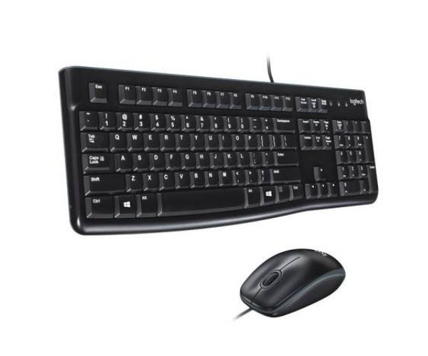 Logitech MK120 Wired Keyboard and Mouse Combo - Spill-Resistant, Quiet Keys, Black