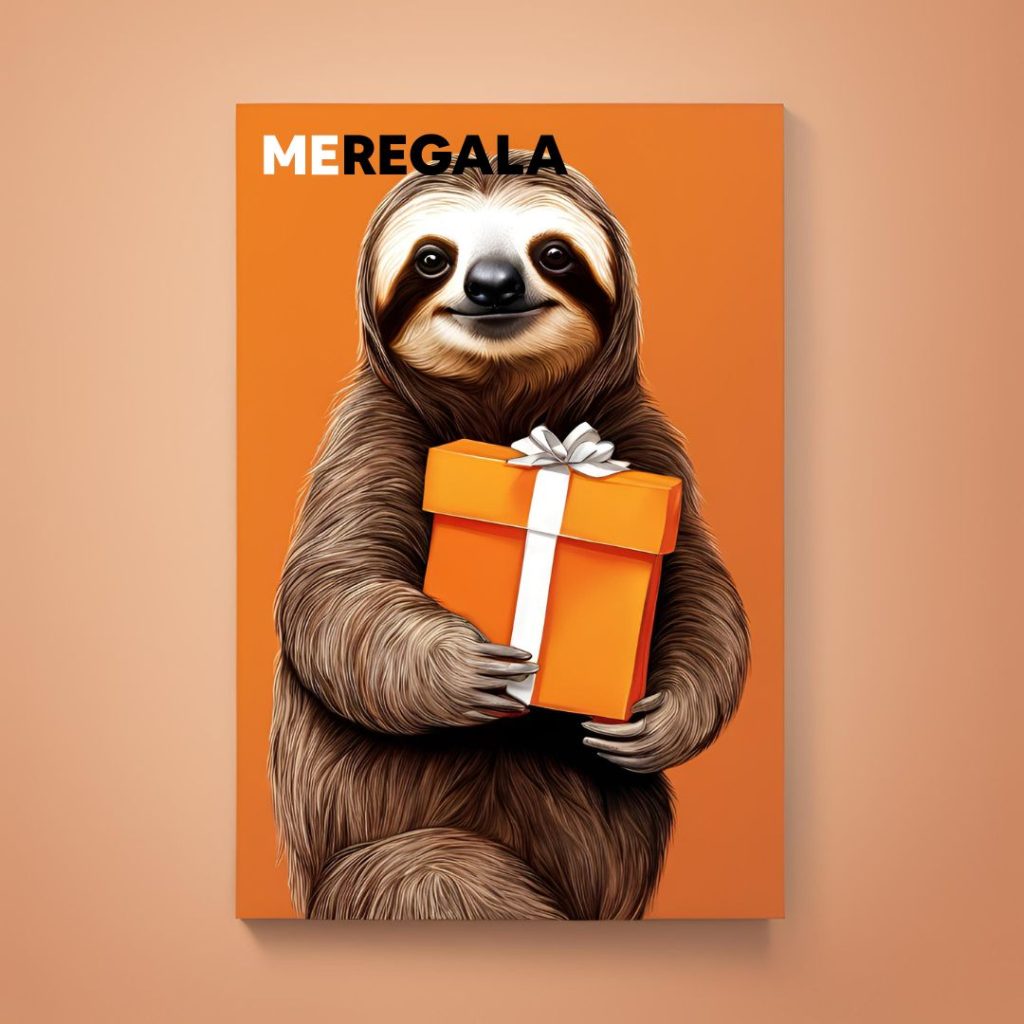 Sloth holding meregala regalo