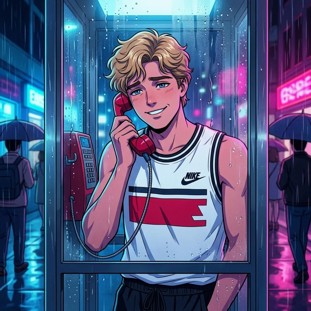 Phone Booth Rainy Night