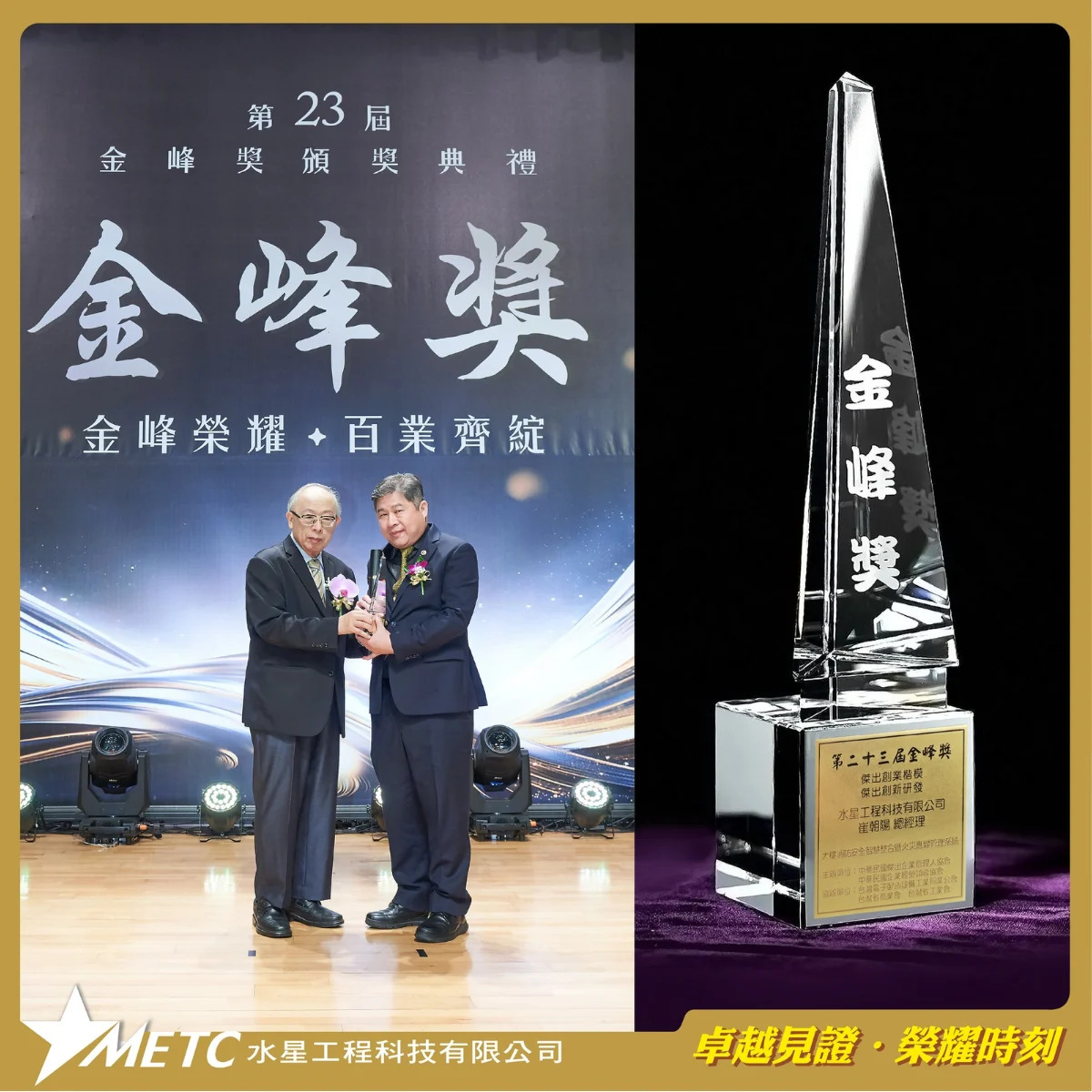 【榮耀時刻】水星防火榮獲第二十三屆金峰獎雙料肯定！