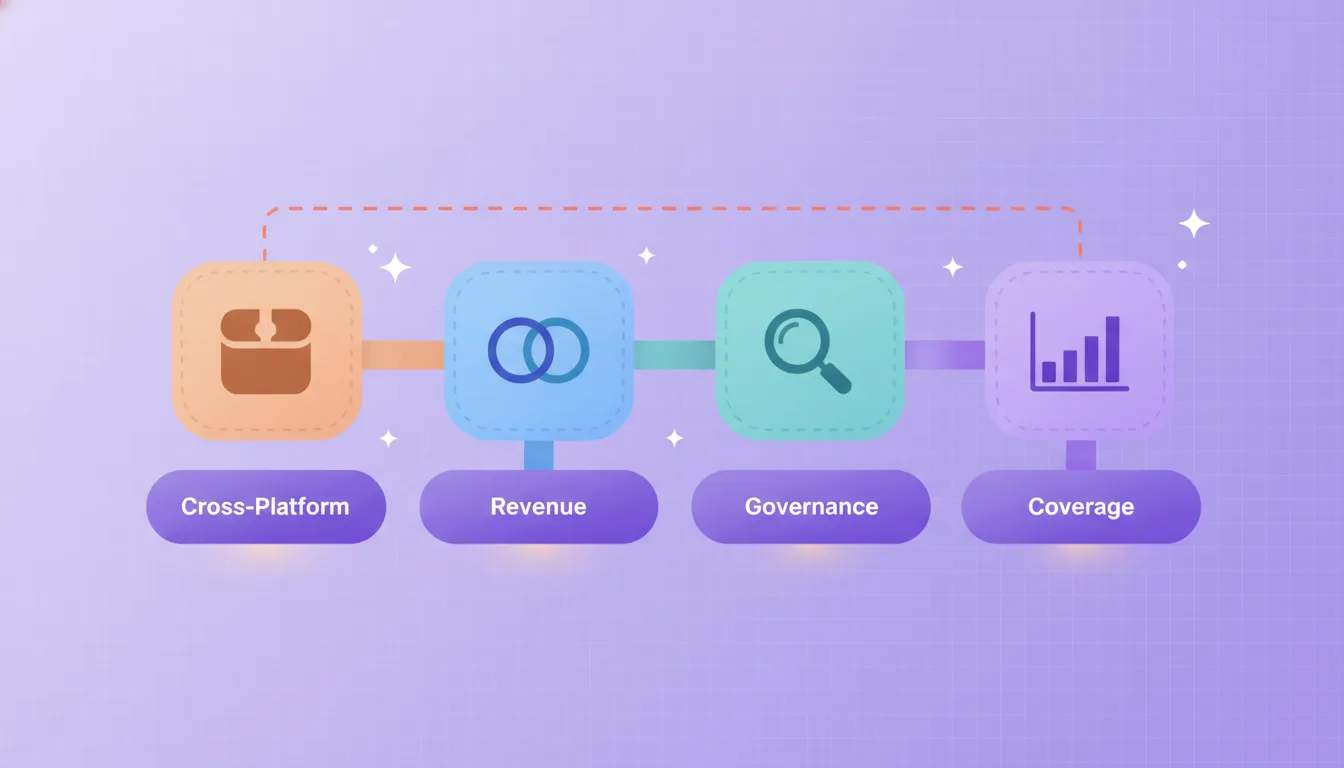 Four separated platform islands each with its own boundary, with four labelled gaps between them reading Cross-Platform, Revenue, Governance and Coverage