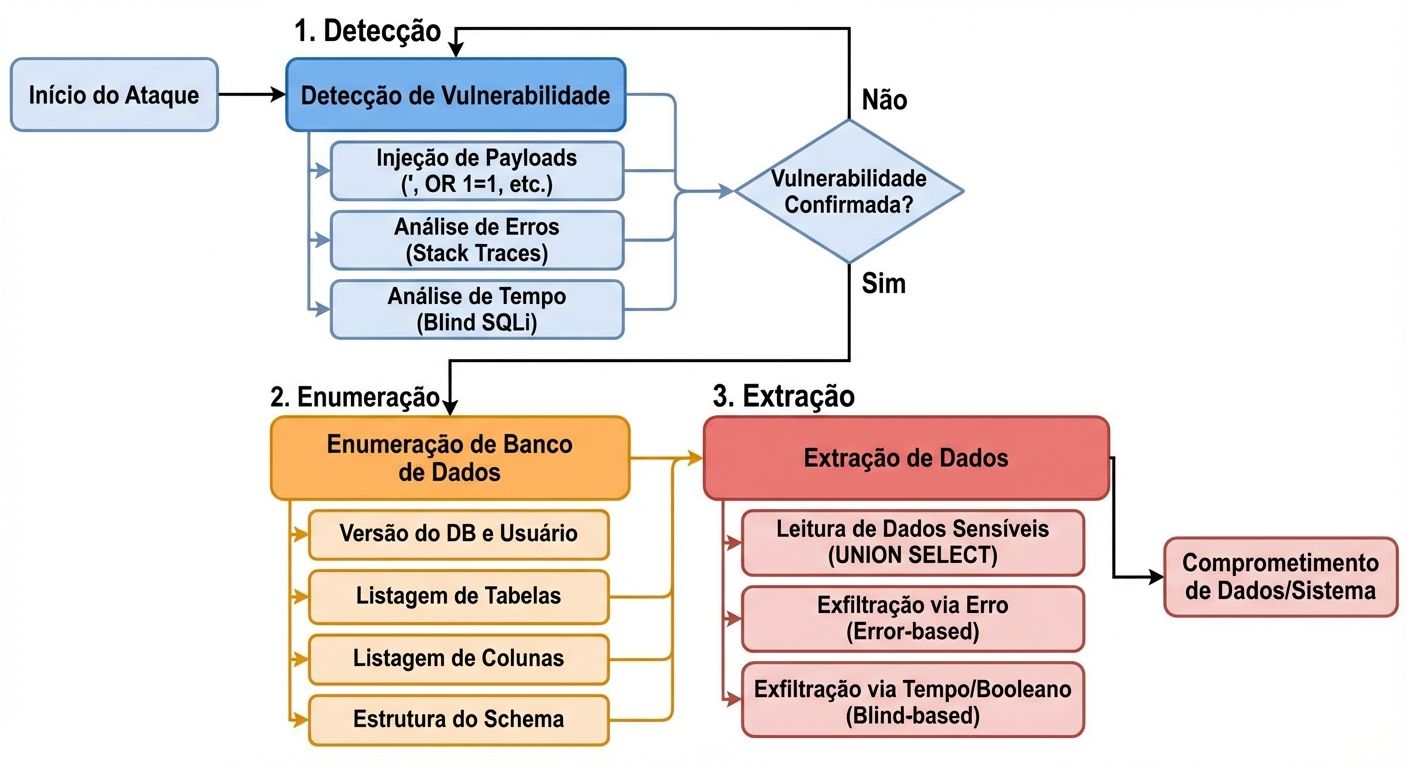 Fluxo de exploração de vulnerabilidade SQL