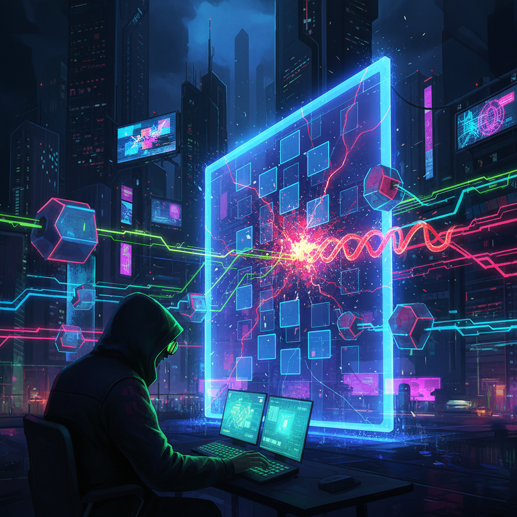 Ilustração de um teste de penetração, com uma figura tentando invadir um firewall digital.