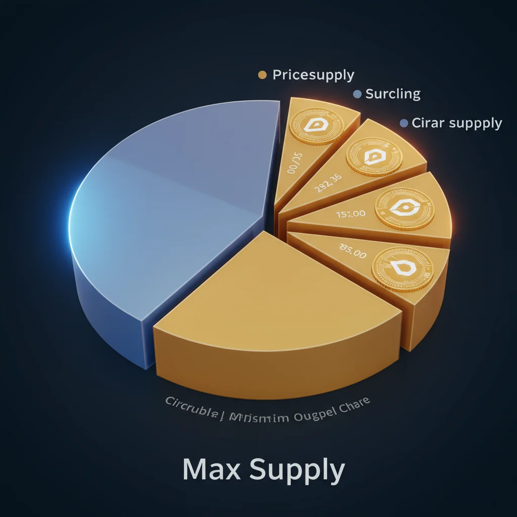 A pie chart representing the max supply and circulating supply of a cryptocurrency.