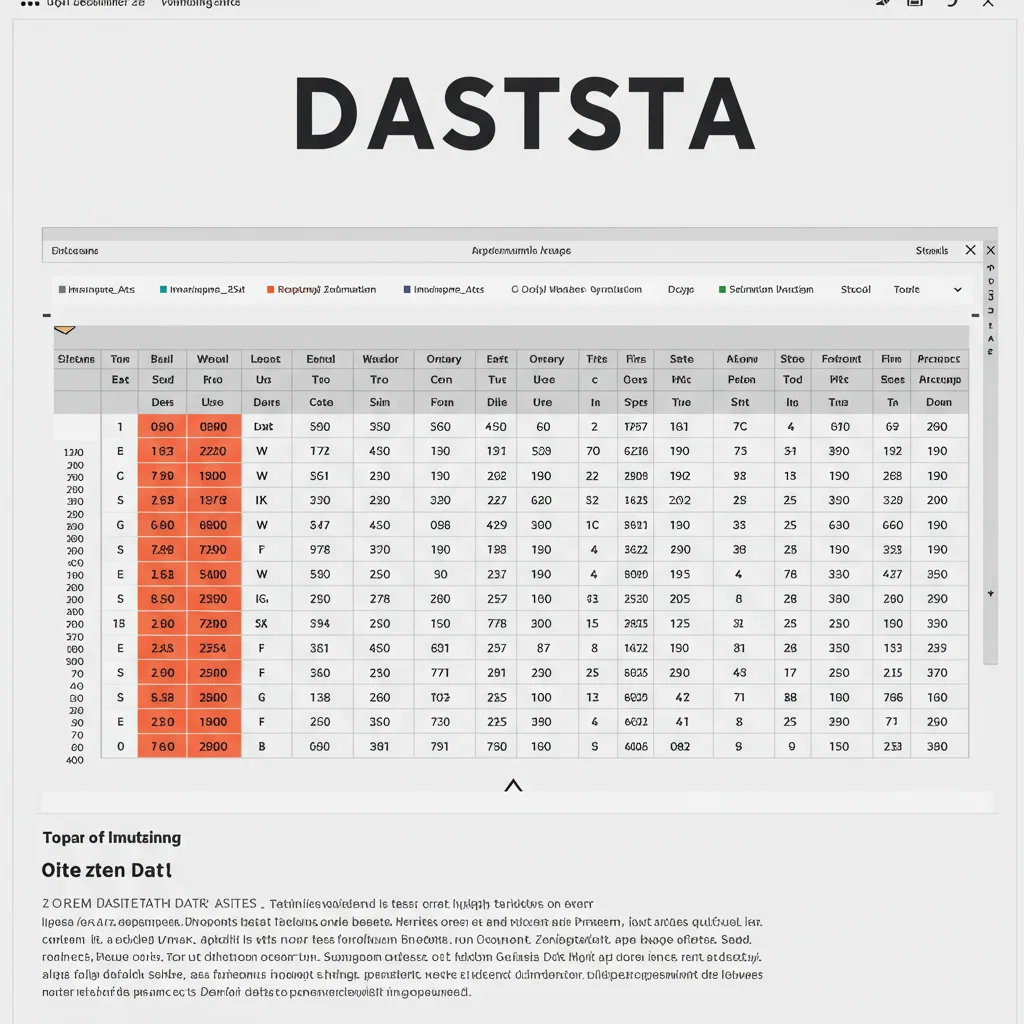 Uma representação visual de um dataset, mostrando linhas e colunas organizadas com diferentes tipos de dados.