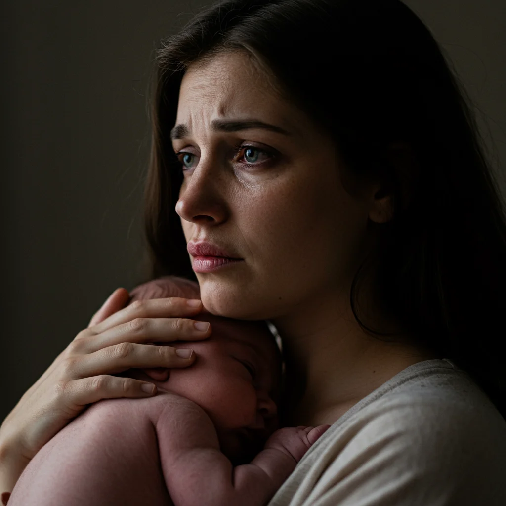 A new mother experiencing postpartum depression.