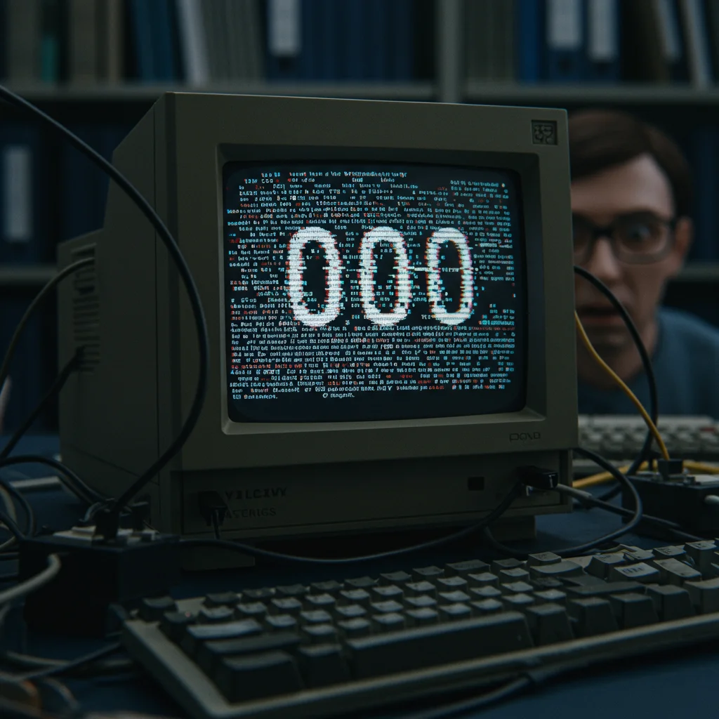 Monitor antigo exibindo o ano 