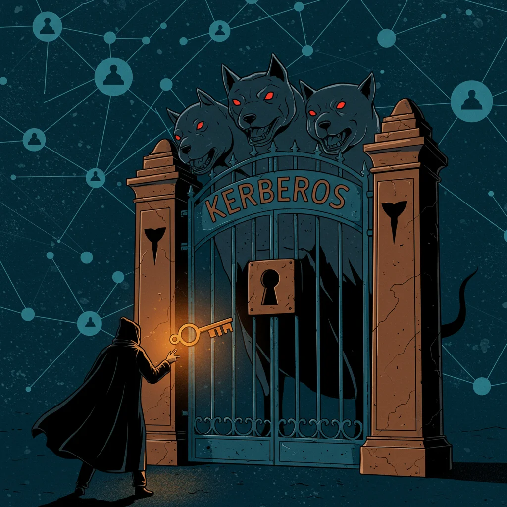 Ilustração de um invasor (figura encapuzada) tentando abrir um portão com a inscrição 
