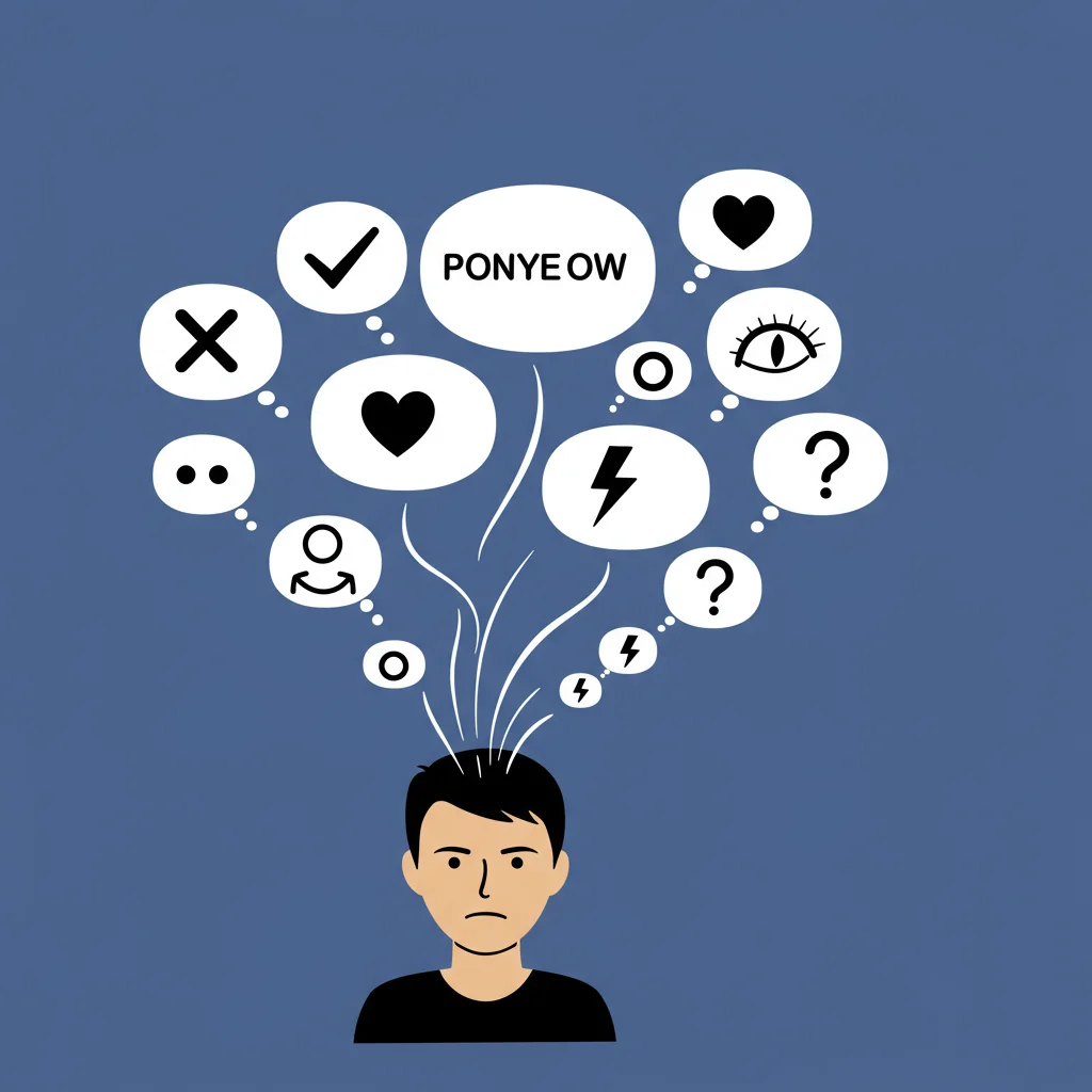 A thought bubble representing automatic thoughts and its impacts.