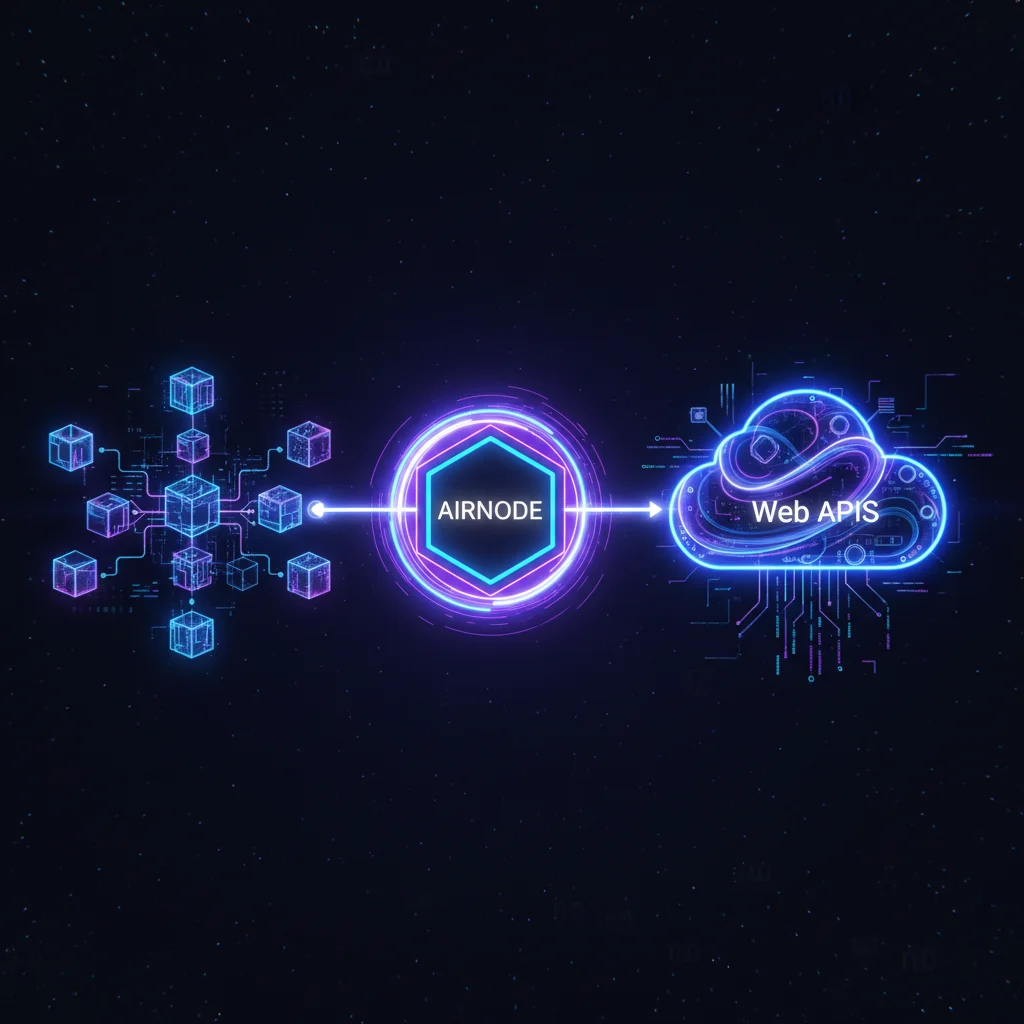 Diagrama ilustrando como o Airnode conecta a blockchain diretamente a uma nuvem de APIs do mundo real.