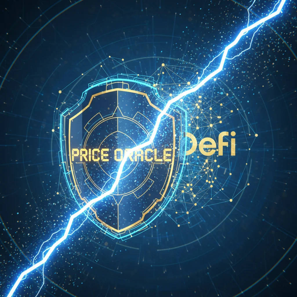 Escudo digital protegendo um protocolo DeFi contra um ataque relâmpago, simbolizando a proteção contra flash loans.