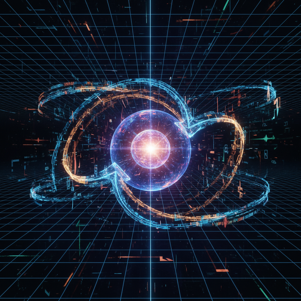 Visualização de uma Rede Neural Recorrente com um laço de feedback representando a memória da IA.