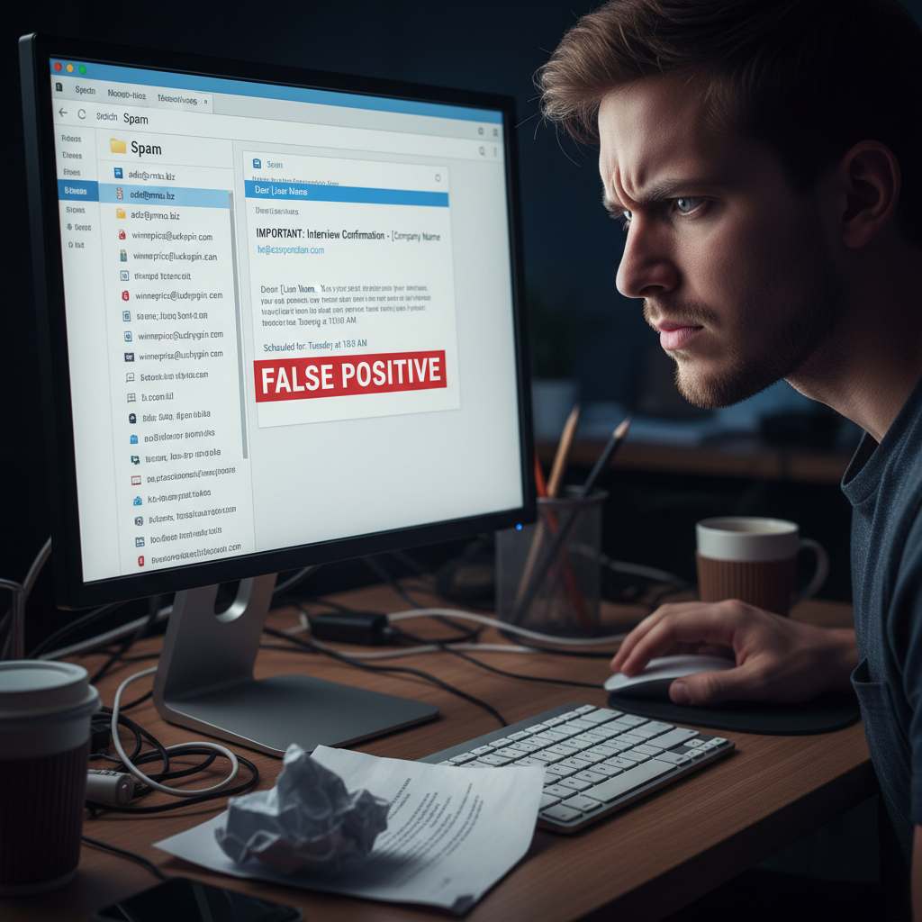 Exemplo de falso positivo em um filtro de spam
