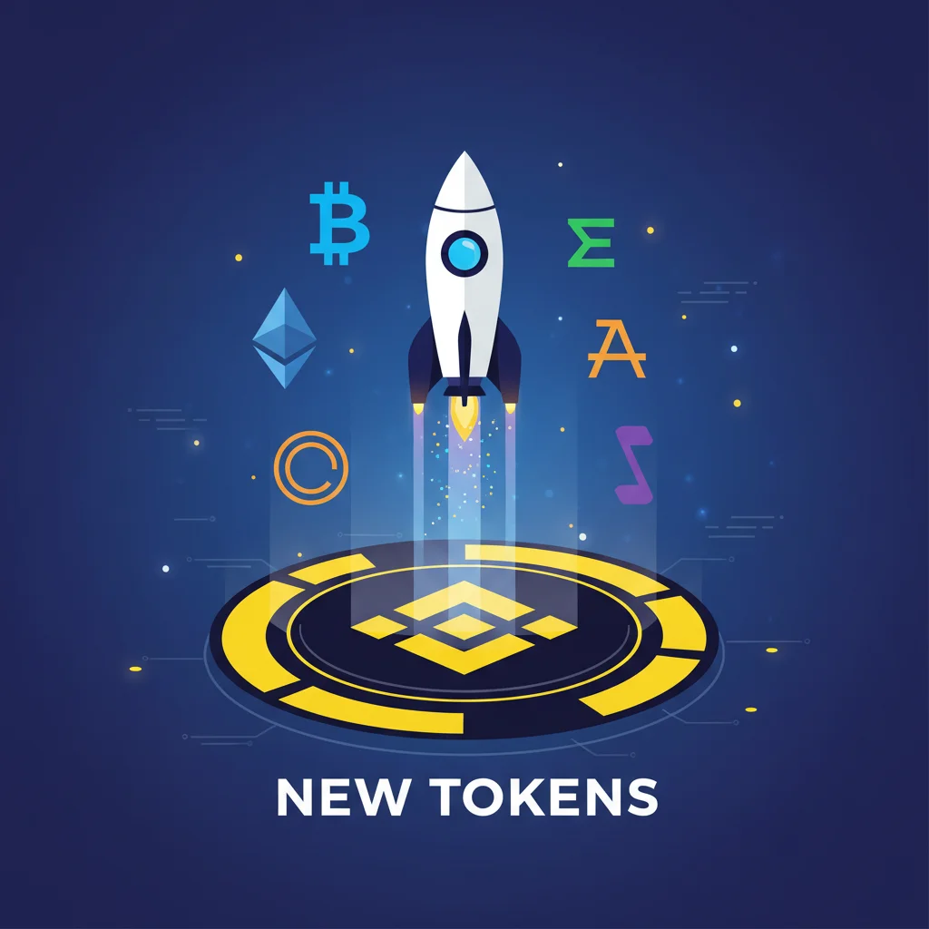 Ilustração do Binance Launchpad mostrando um foguete decolando, simbolizando o lançamento de novas criptomoedas.