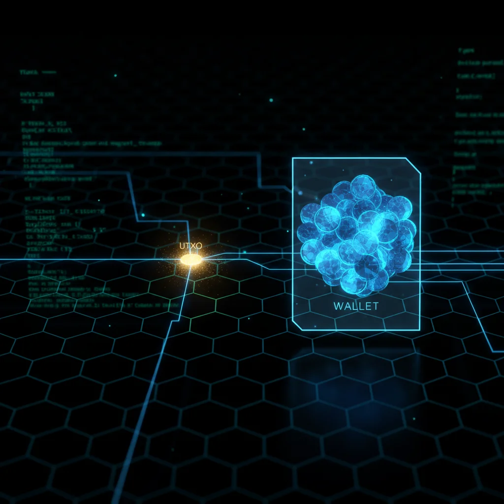 Diagrama digital mostrando como pequenas transações ('poeira') são rastreadas e conectadas a transações maiores para identificar o proprietário de uma carteira.