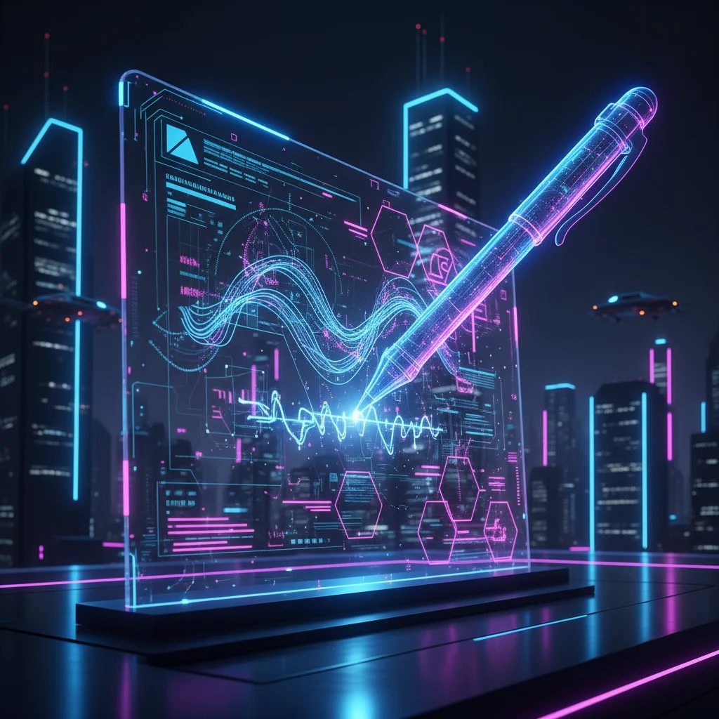 Ilustração de uma assinatura eletrônica sendo feita em um documento digital.