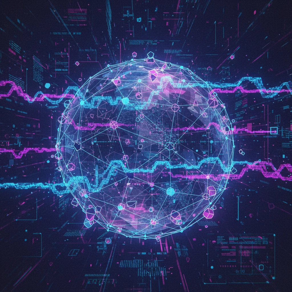 Visualização de uma rede descentralizada de Edge Nodes conectando o globo.