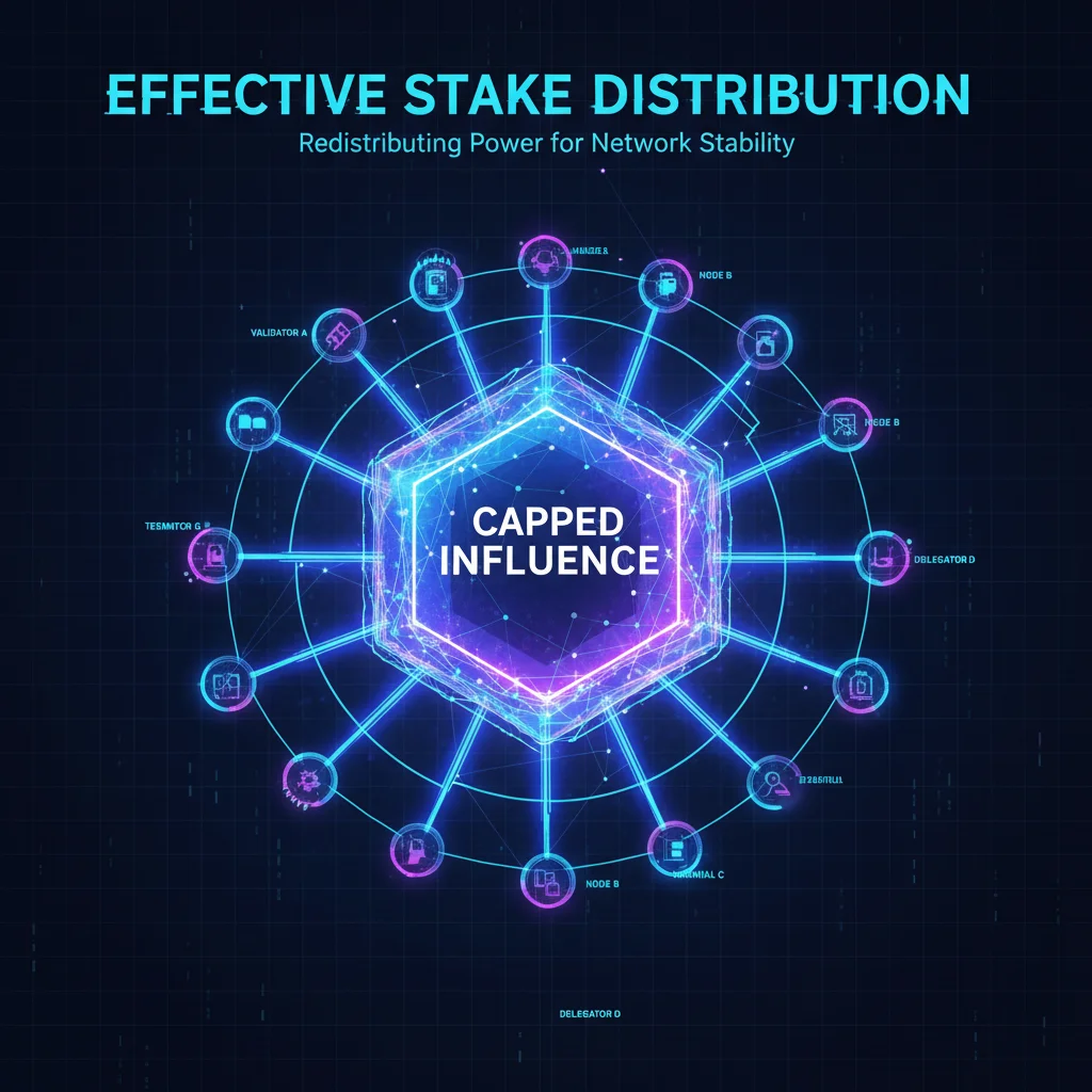 Infográfico mostrando a distribuição de stake no mecanismo Effective Proof-of-Stake (EPoS).