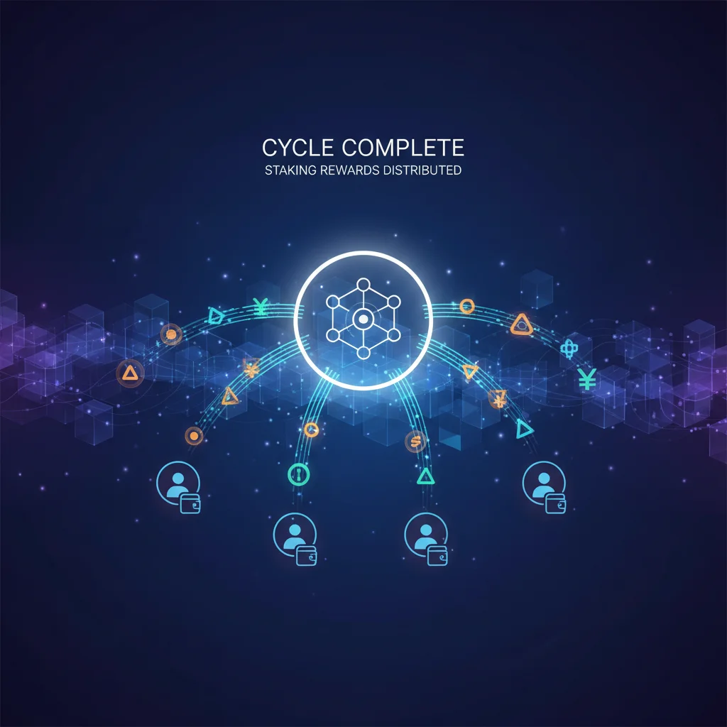 Diagrama mostrando a distribuição de recompensas de staking ao final de uma epoch.